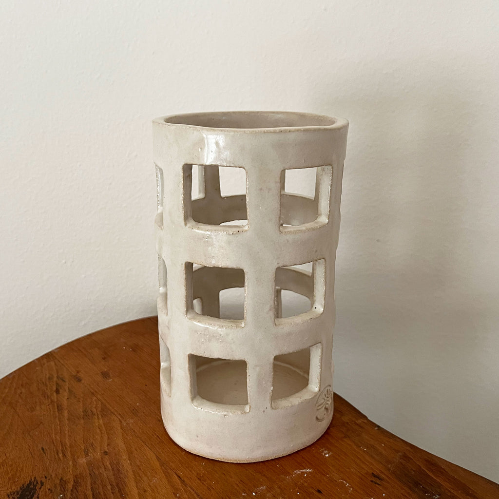 Basket Vase - White