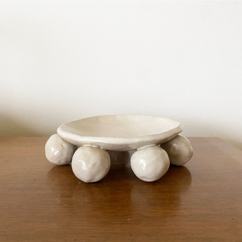 Bobble Footed Dish - White