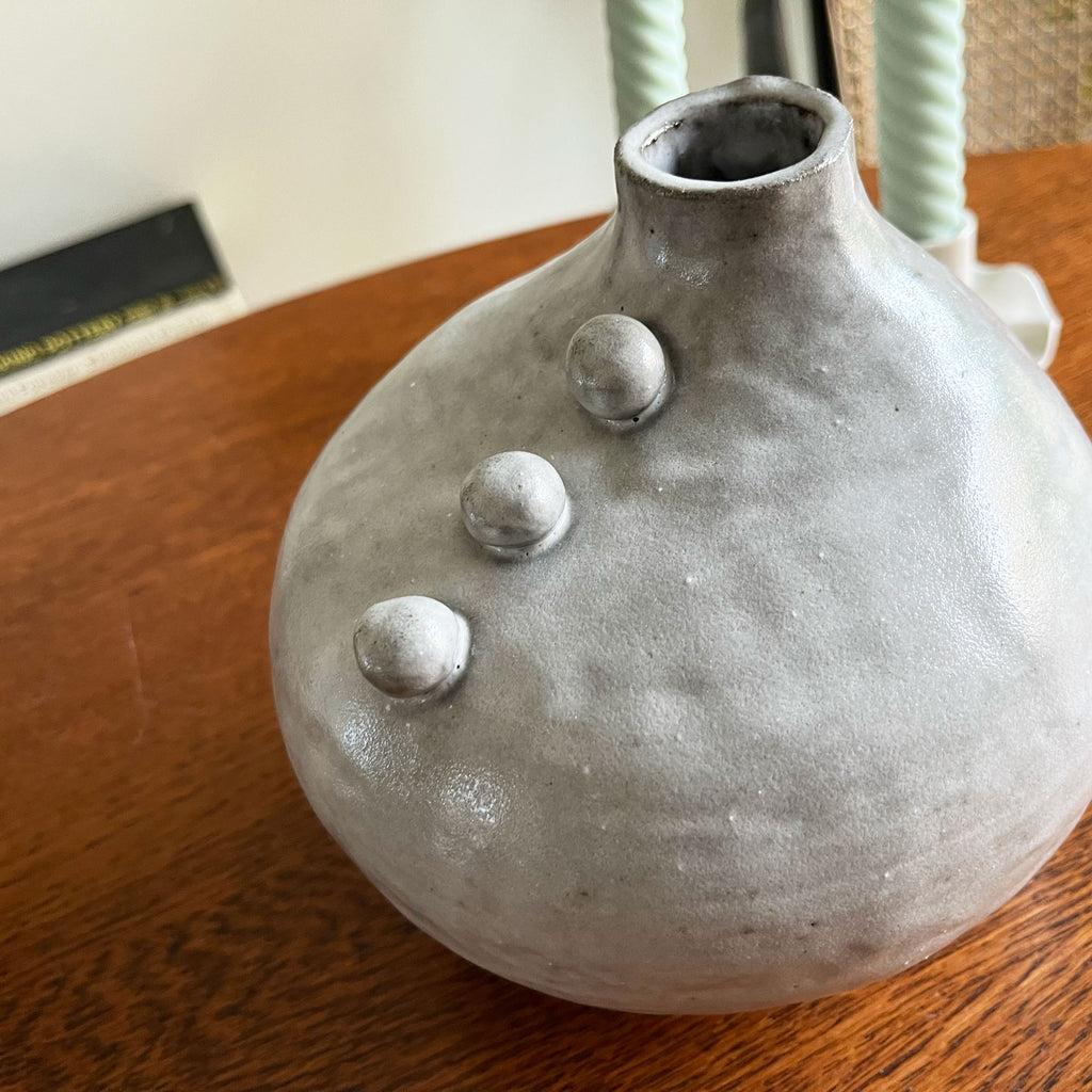 Assymetrical Button Vase - Grey