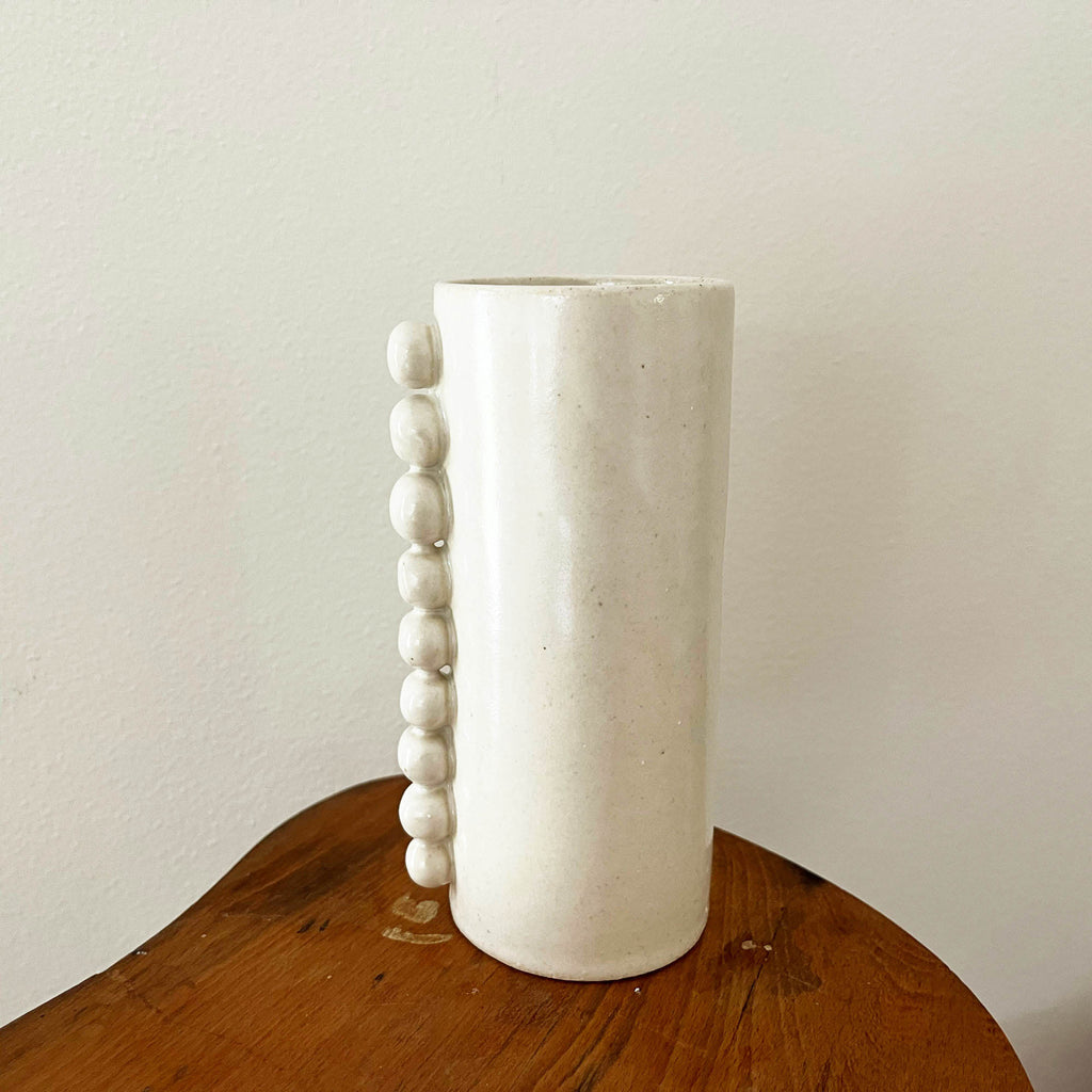 Beaded Vase - White