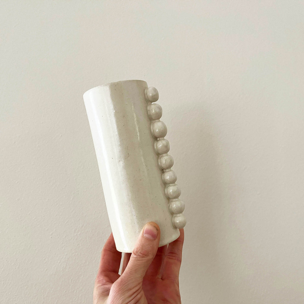 Beaded Vase - White