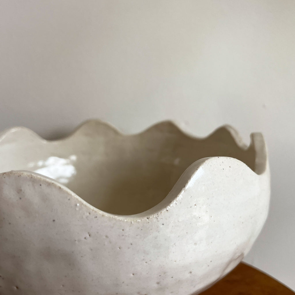 Large Wavy Edge Bowl - White