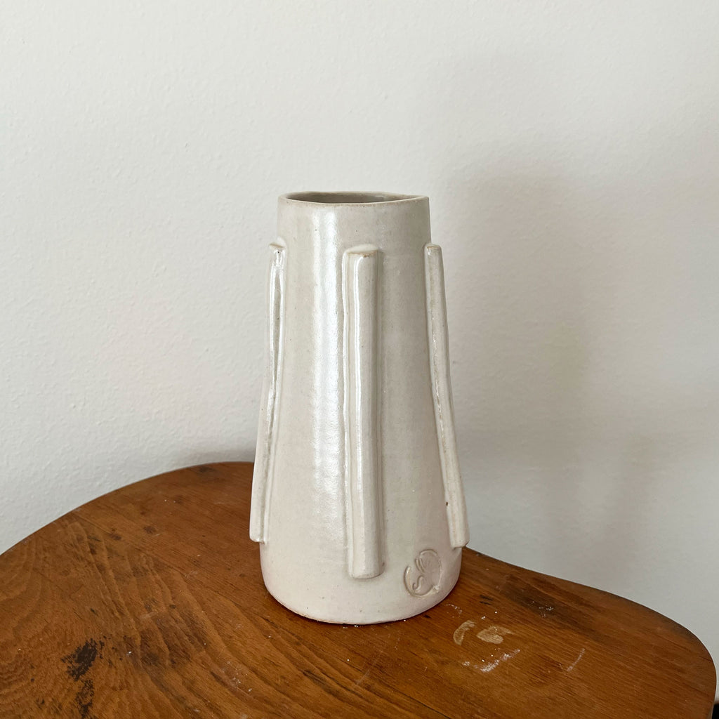 Ribbed Cone Vase - White