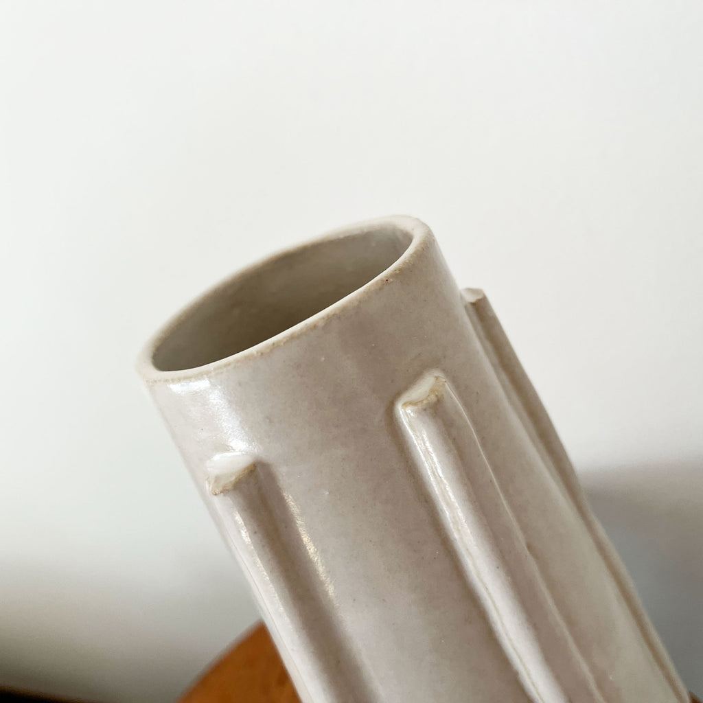 Ribbed Cone Vase - White