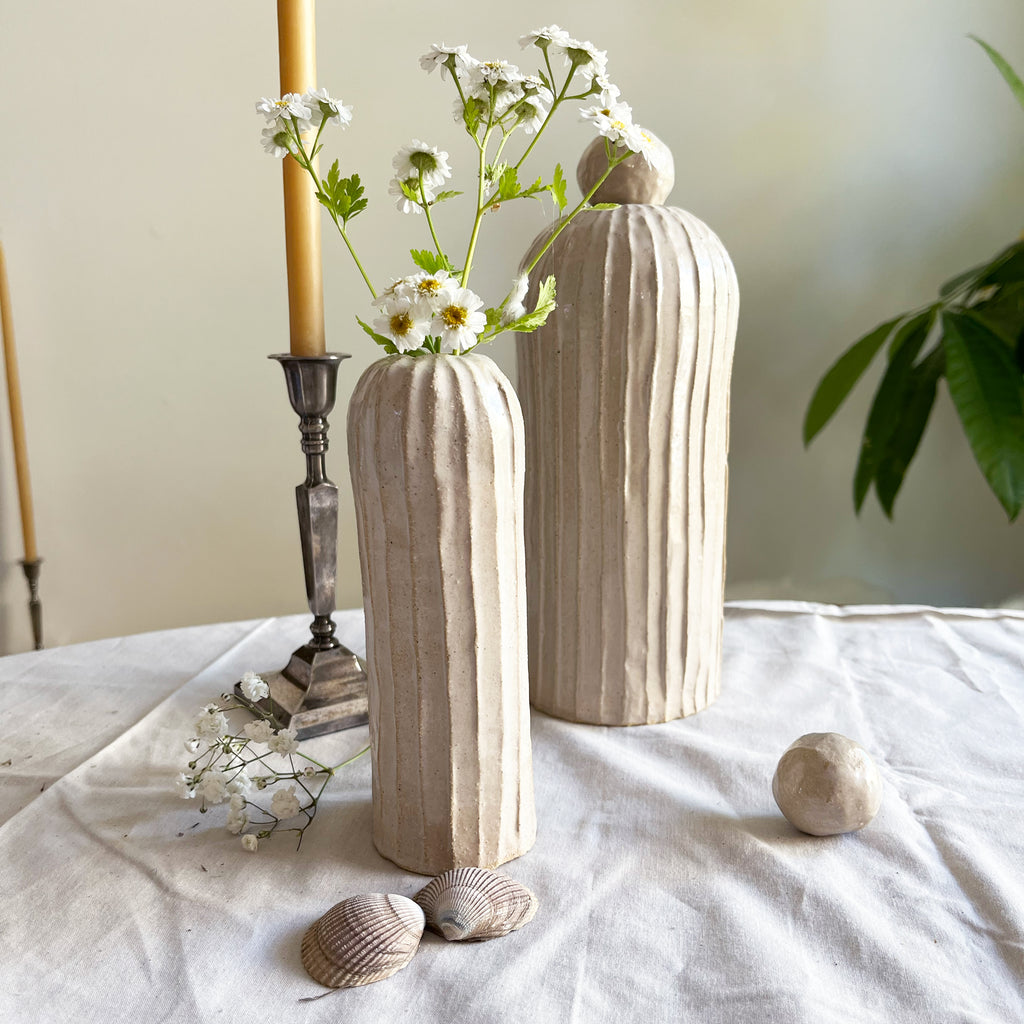 Ribbed Bottle Vase - small