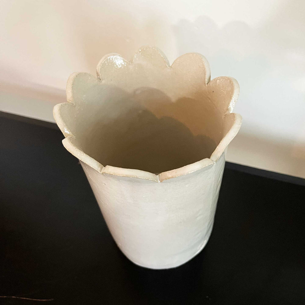 Large Scallop Vase - White