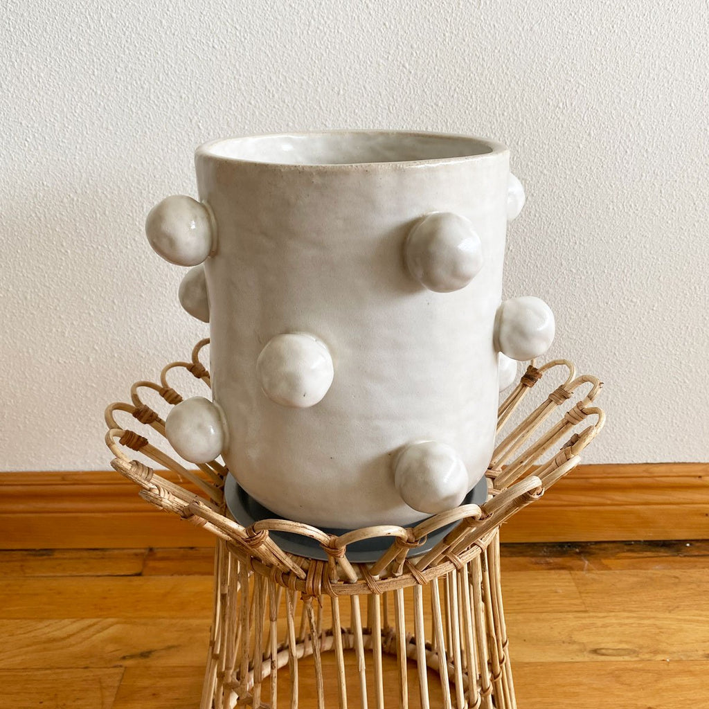 handmade ceramic pom-pom vase