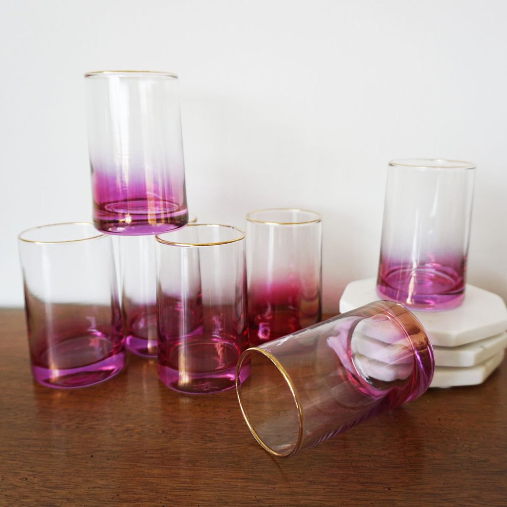 Set of 7 Pink Ombre Shot/Tasting Glasses