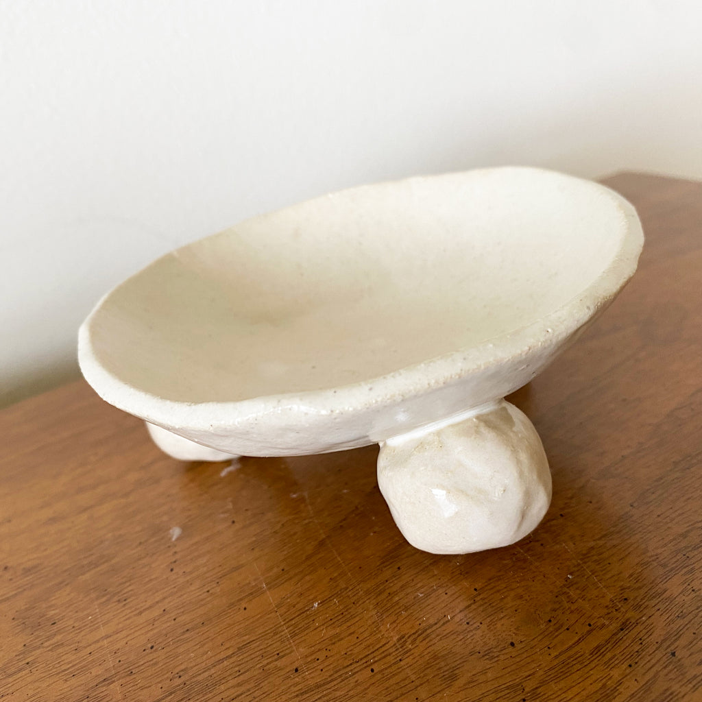 Small Bobble Footed Dish - White