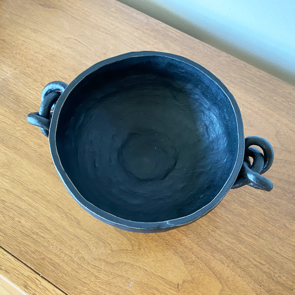 Knotted Pedestal Bowl - Black