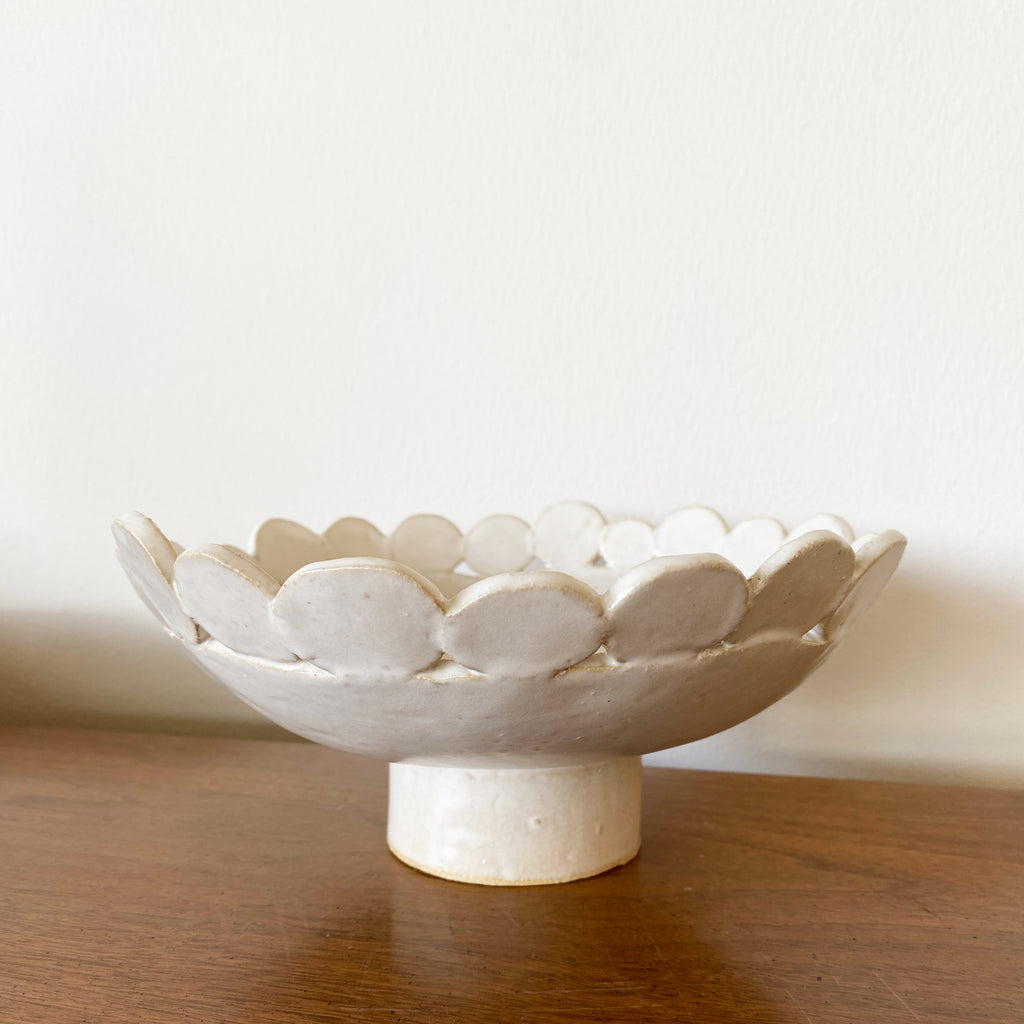 Circles Pedestal Bowl - White