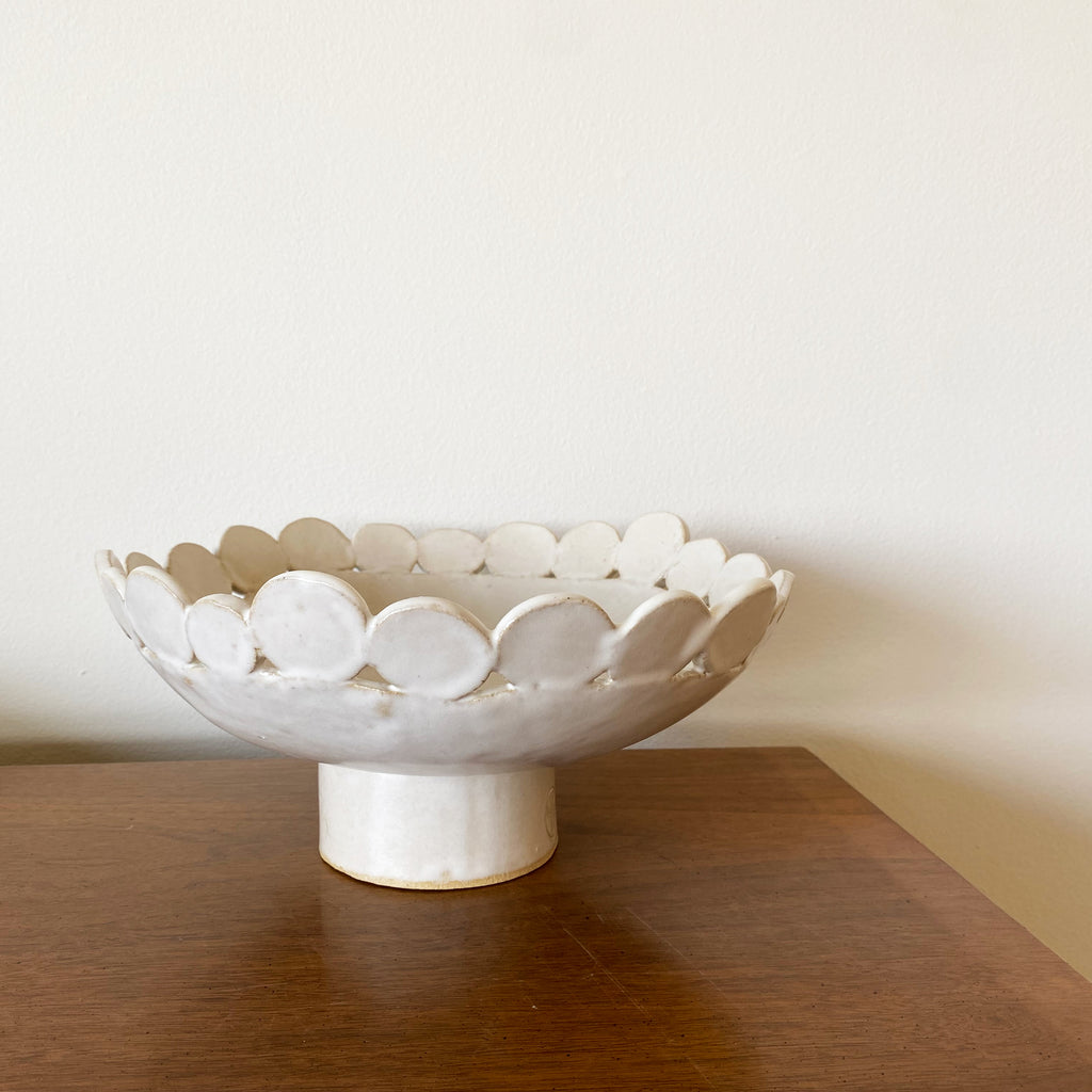 Circles Pedestal Bowl - White