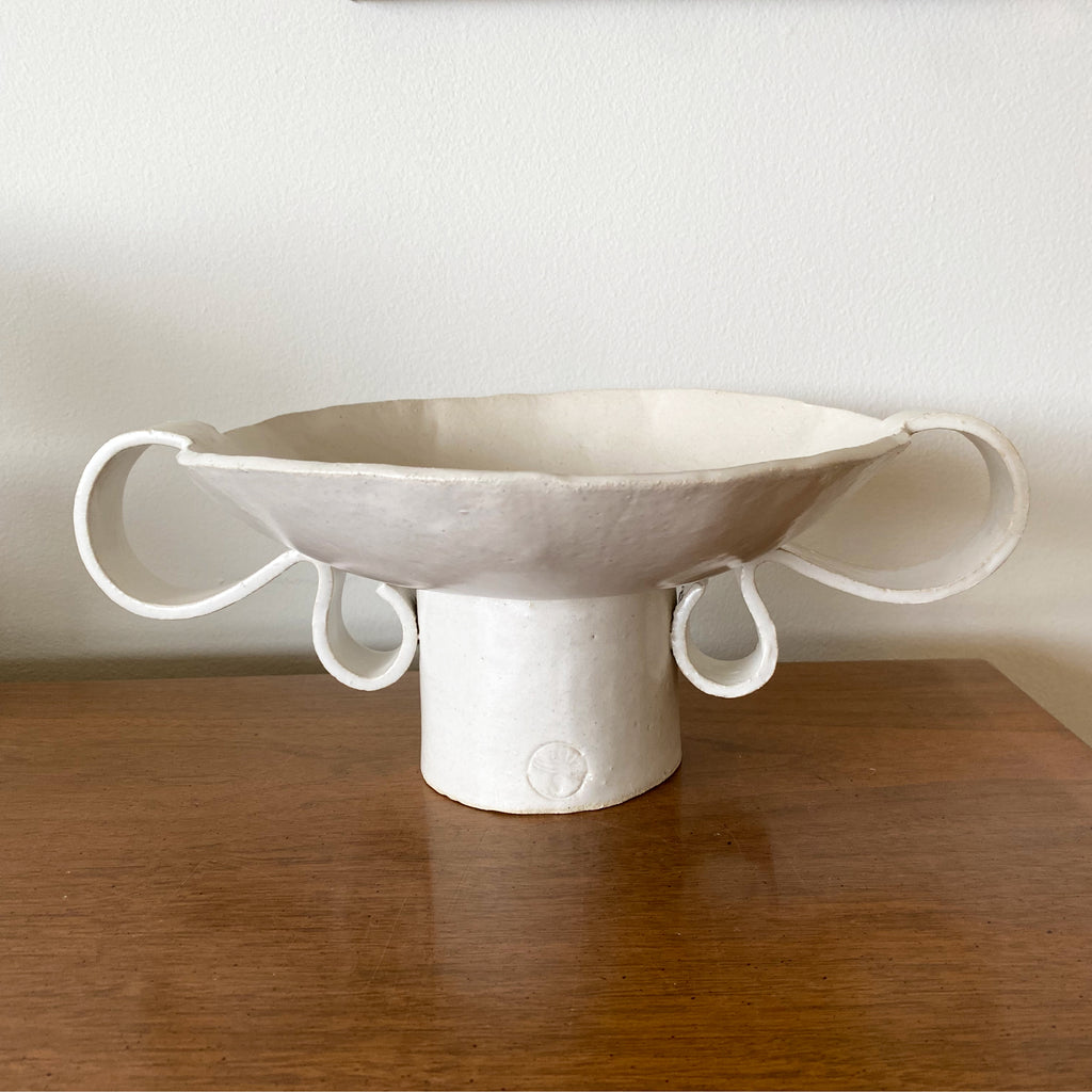 Large Loopy Handled Pedestal Bowl