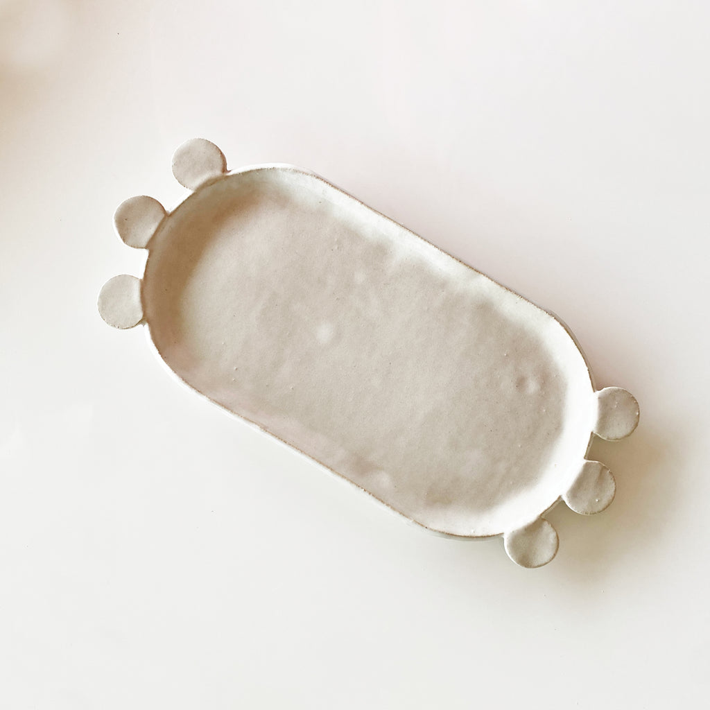 Pill Tray with Circle Detail - White