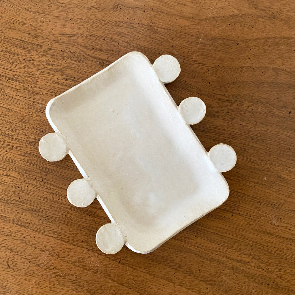 Small Tray with Circles - White